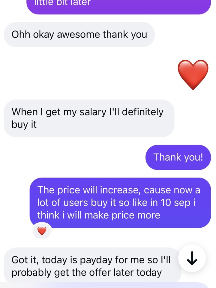 A person says they will buy it when they get their salary, and later that today is their payday.